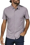 7 Diamonds Ludlow Geo Print Short Sleeve Stretch Button-up Shirt In Dusty Rose