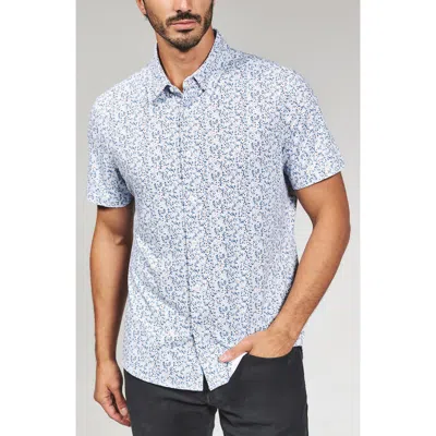 7 Diamonds Mercer Floral Short Sleeve Button-up Shirt In Blue