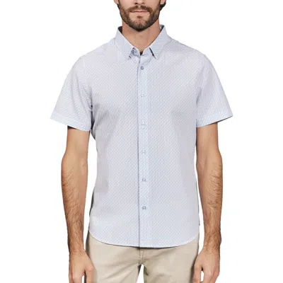 7 Diamonds Noah Geo Print Short Sleeve Performance Button-up Shirt In Light Blue