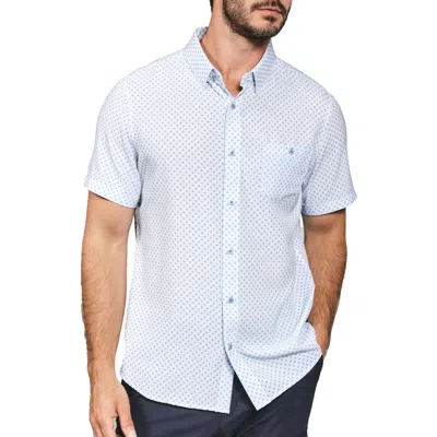 7 Diamonds Orion Neat Short Sleeve Performance Button-up Shirt In Light Blue
