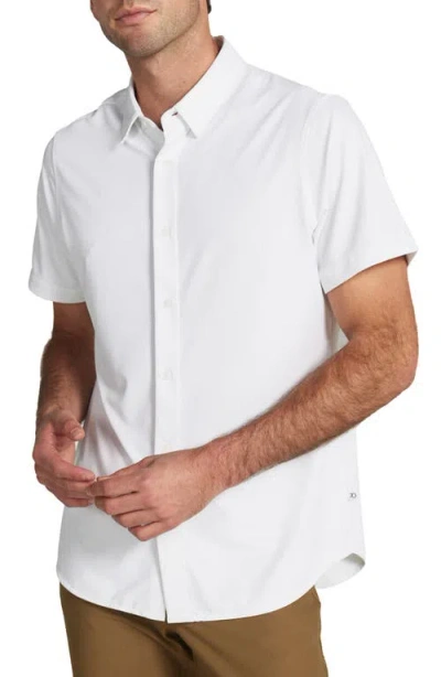 7 Diamonds Owen Solid Short Sleeve Performance Button-up Shirt In White