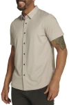 7 Diamonds Owen Solid Short Sleeve Performance Button-up Shirt In Rockridge