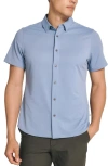 7 Diamonds Owen Solid Short Sleeve Performance Button-up Shirt In Thundercloud