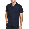 7 Diamonds Ponce Terry Cloth Camp Shirt In Blue