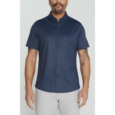 7 Diamonds Puente Performance Geometric Short Sleeve Shirt In Blue