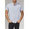 7 Diamonds Radley Geo Print Short Sleeve Stretch Button-up Shirt In Blue