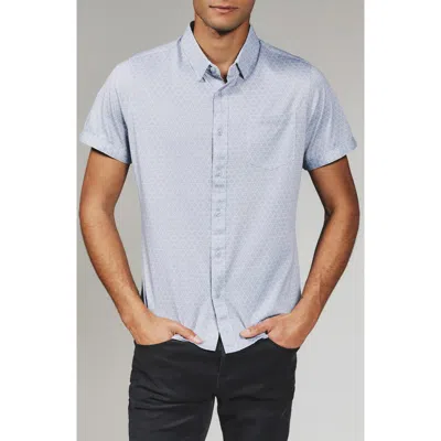 7 Diamonds Radley Geo Print Short Sleeve Stretch Button-up Shirt In Blue