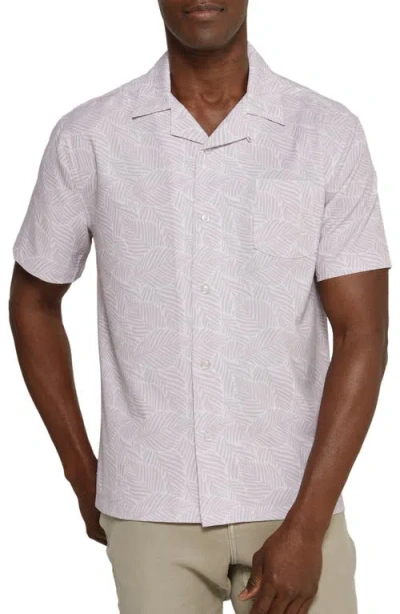7 Diamonds Ricco Leaf Print Stretch Seersucker Camp Shirt In Rose
