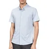 7 Diamonds Riley Floral Short Sleeve Performance Button-up Shirt In Dusty Blue
