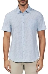 7 Diamonds Seager Geo Print Short Sleeve Performance Button-up Shirt In Light Blue