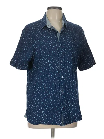 Pre-owned 7 Diamonds Short Sleeve Button Down Shirt In Blue
