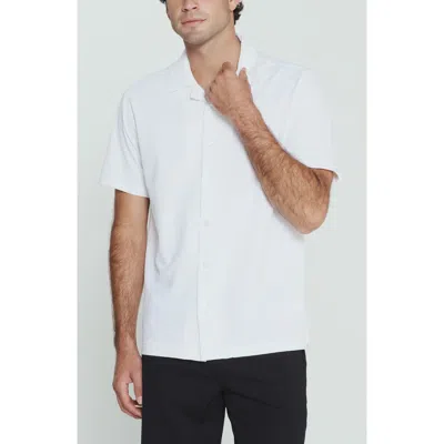 7 Diamonds Sutherland Stretch Seersucker Camp Shirt In White