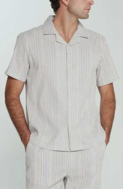 7 Diamonds The Verve Striped Camp Shirt In Blue
