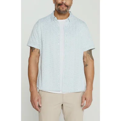 7 Diamonds The Wes Abstract Leaf Print Short Sleeve Stretch Button-up Shirt In Green