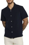 7 Diamonds Vance Textured Stretch Camp Shirt In Navy