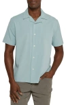 7 Diamonds Vance Textured Stretch Camp Shirt In Seafoam