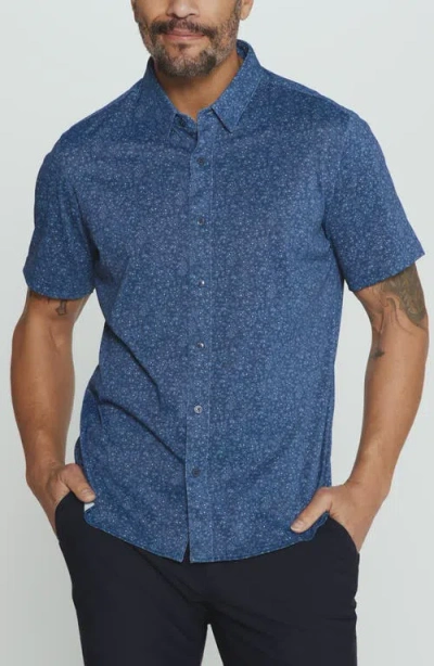 7 Diamonds Velora Floral Short Sleeve Button-up Shirt In Blue