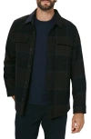 7 Diamonds Windowpane Check Wool Blend Button-up Overshirt In Black