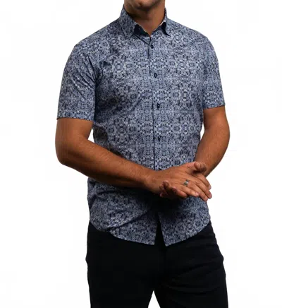 7 Downie St. Fit Sport Shirts - Plus In Blue Toned Swirls