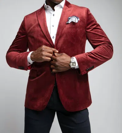 7 Downie St. Men's Exton Solid Dinner Jacket In Burgundy