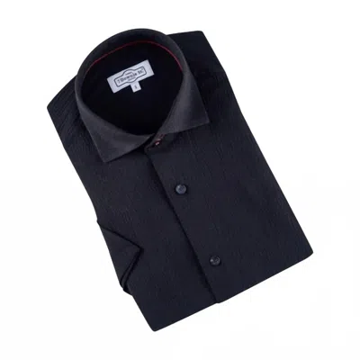 7 Downie St. Men's Lisbon Short Sleeve Shirt In Black In Blue