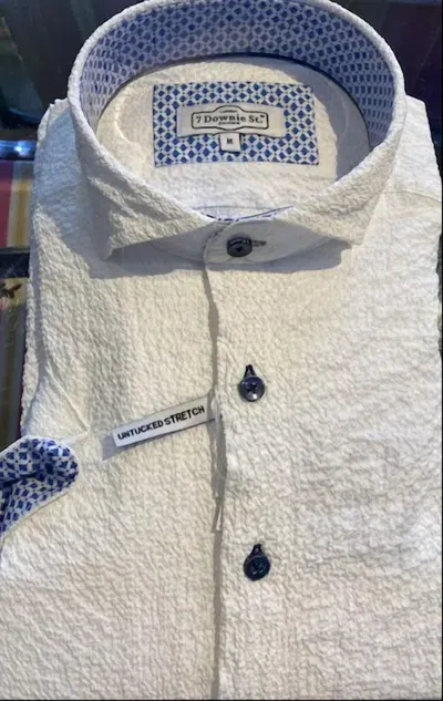 7 Downie St. White Seersucker/crinkle Short Sleeve Sport Shirt