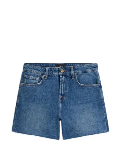 7 For All Man Kind Fringe Monroe Shorts In Blue