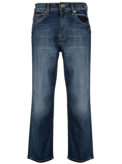 7 For All Man Kind Jeans Crop Dritti In Blue