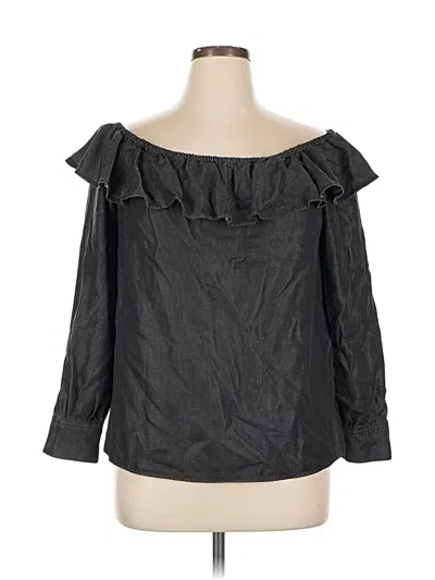 Pre-owned 7 For All Mankind 3/4 Sleeve Blouse In Black