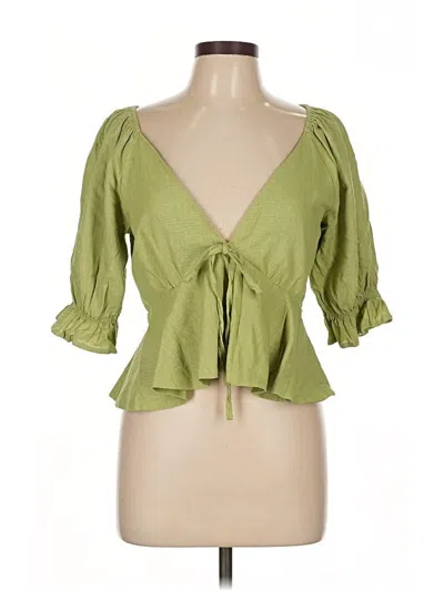Pre-owned 7 For All Mankind 3/4 Sleeve Blouse In Green