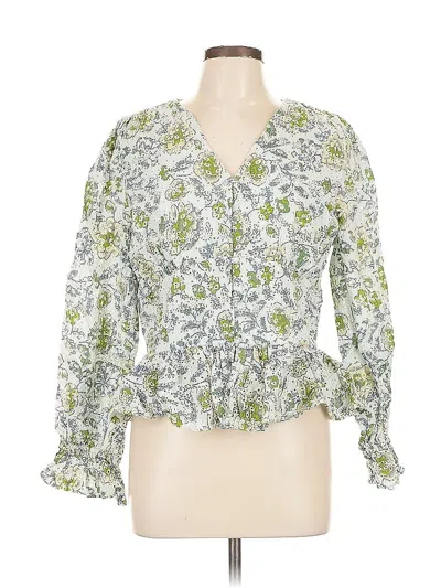 Pre-owned 7 For All Mankind 3/4 Sleeve Blouse In Green