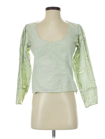 Pre-owned 7 For All Mankind 3/4 Sleeve Blouse In Green