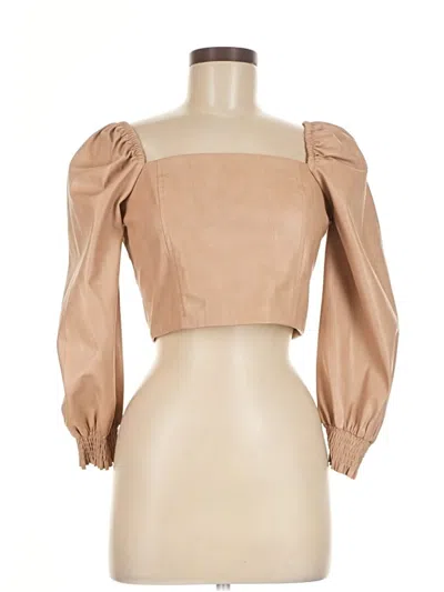 Pre-owned 7 For All Mankind 3/4 Sleeve Blouse In Tan