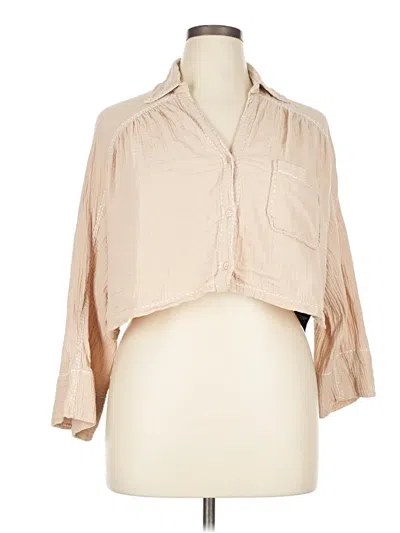 Pre-owned 7 For All Mankind 3/4 Sleeve Button Down Shirt In Brown