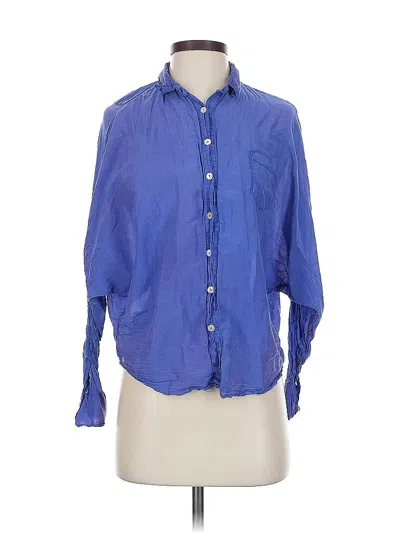 Pre-owned 7 For All Mankind 3/4 Sleeve Button Down Shirt In Purple