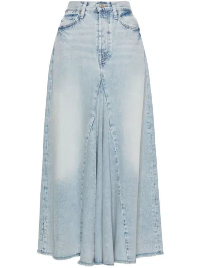 7 For All Mankind Pricila Panelled Maxi Denim Skirt In Clear Blue