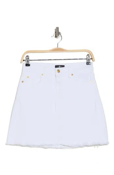 7 For All Mankind A-line Cutoff Denim Skirt In White Twill