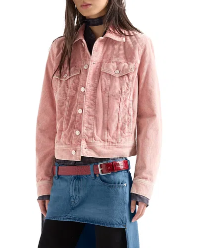 7 For All Mankind Adi Corduroy Trucker Jacket In Pink
