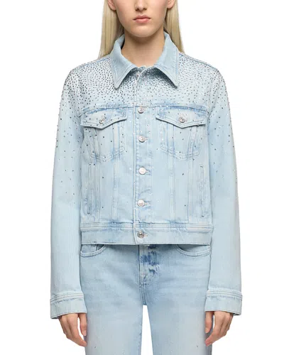 7 For All Mankind Adi Denim Trucker Jacket In Luminous Blue
