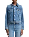 7 For All Mankind Adi Embellished Jean Trucker Jacket In Love Soul In Blue