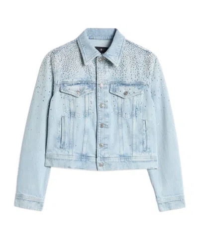 7 For All Mankind Adi Denim Trucker Jacket In Luminous Blue