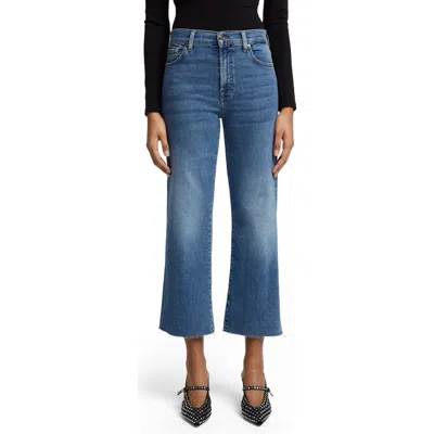 7 For All Mankind Alexa Crop Flare Stretch Denim Jeans In Blue