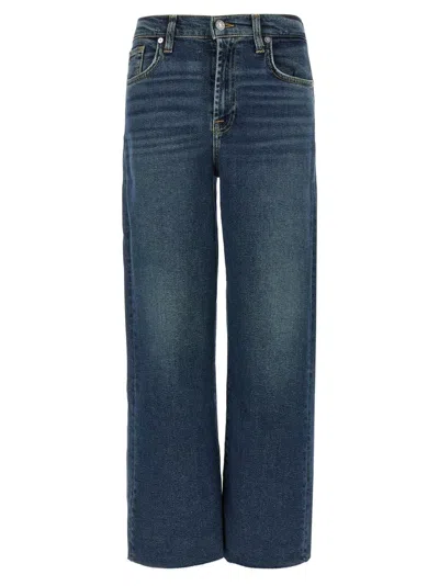 7 For All Mankind Faded Effect Cropped Jeans In Blue