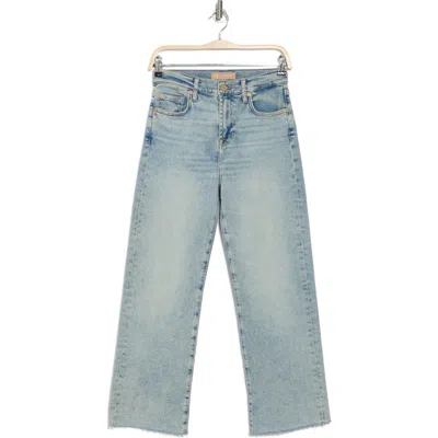 7 For All Mankind Alexa Cropped Raw Hem Wide Leg Jeans In Desert Skycuthm