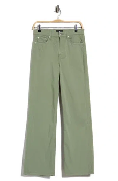 7 For All Mankind Alexa High Waist Straight Leg Sateen Pants In Green