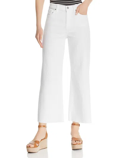 7 For All Mankind Alexa Womens Wide Leg Cropped Jeans In White