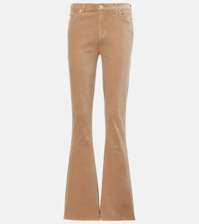 7 For All Mankind Ali High-rise Velvet Flare Jeans In Beige