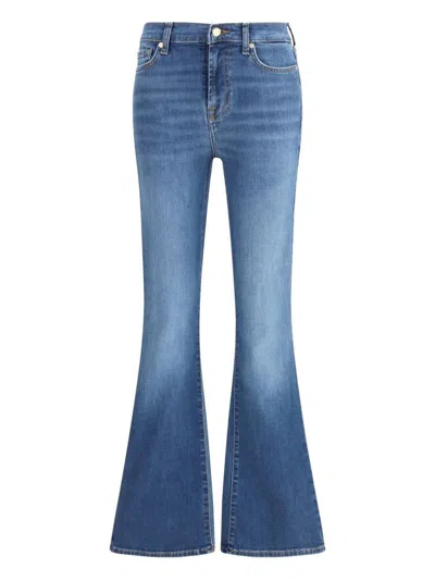 7 For All Mankind High Waist Flared Slim Leg Trousers In Blue
