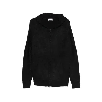 7 For All Mankind Alpaca Blend Hooded Cardigan In Black