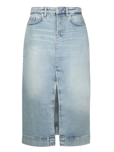 7 For All Mankind Amber Denim Cotton Skirt In Blue